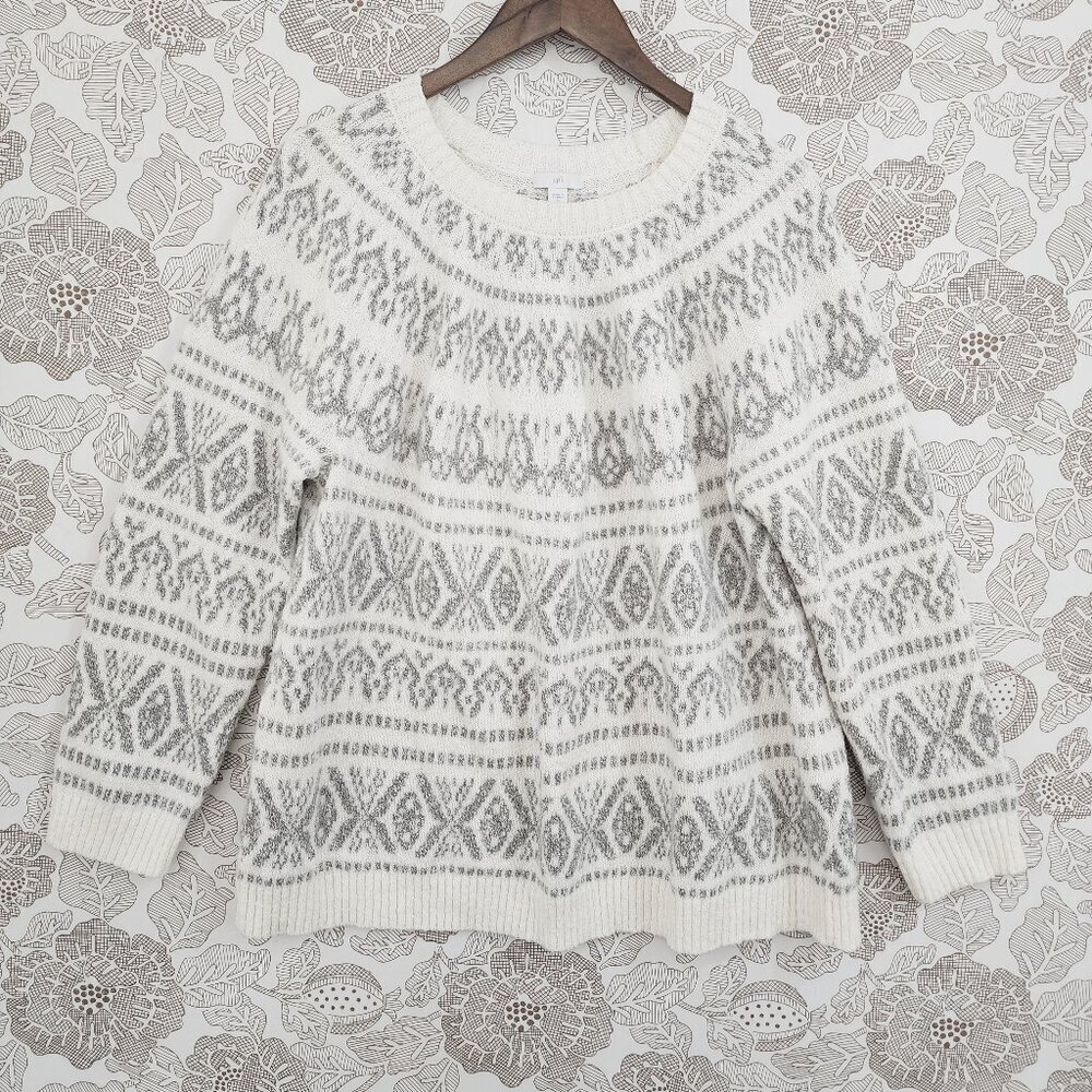 J. Jill Cotton Blend Crew neck Aztec Knit Sweater Women's XL